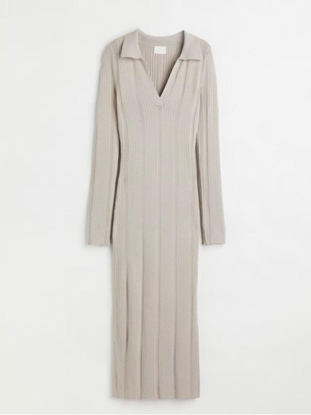 H&M Cream Knit Open-Collar Midi Sweater Dress XS
